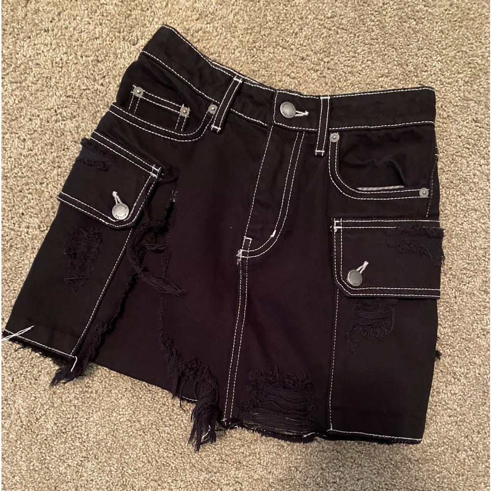 CARMAR Distressed Denim Mini Skirt 24